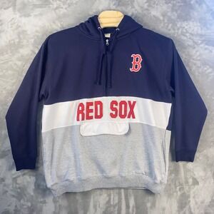 Fanatics Boston Red Sox Quarter Zip Hoodie Men Navy Red White Gray Sz XL